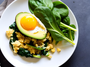 Scrambled Eggs with Spinach and Avocado